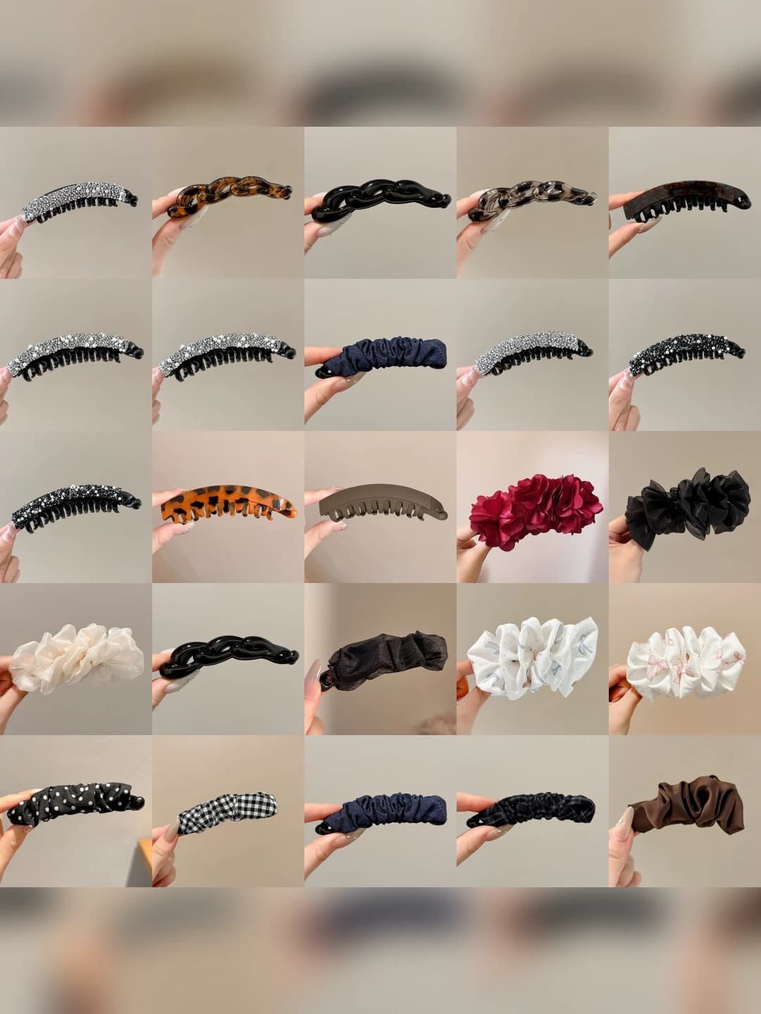 Women's hair clips and combs: retro satin bear banana clip, 2026