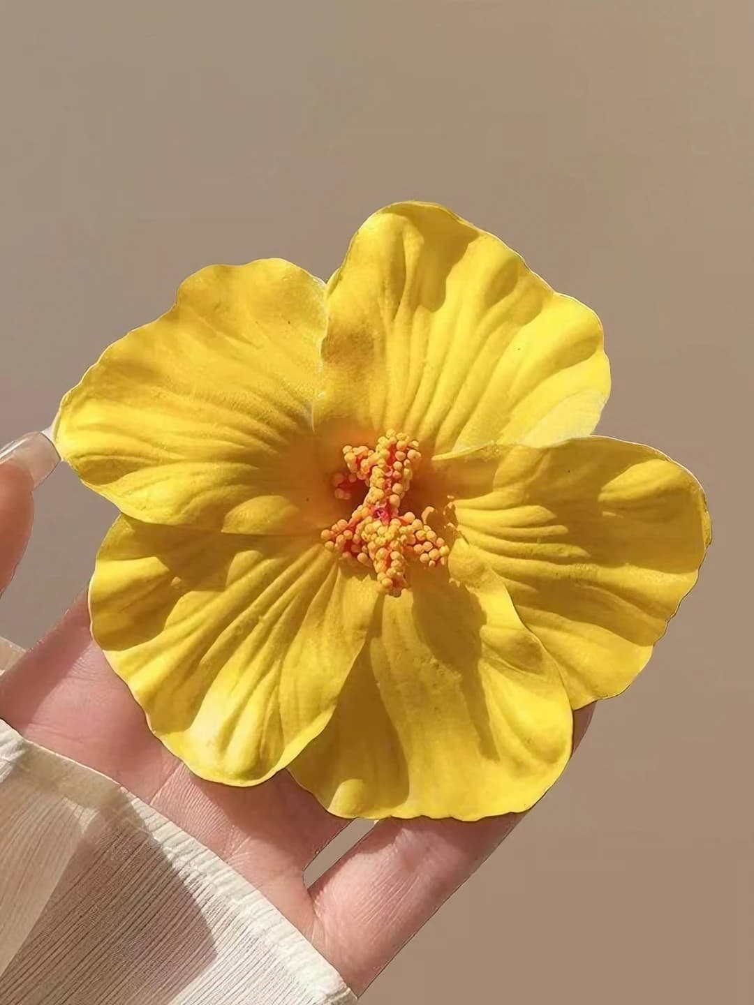 6# Sariq plumeriya guli soch qisqich ~10cm