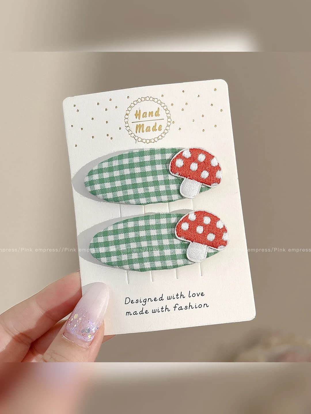 9# Mushroom green plaid, 5.5 cm