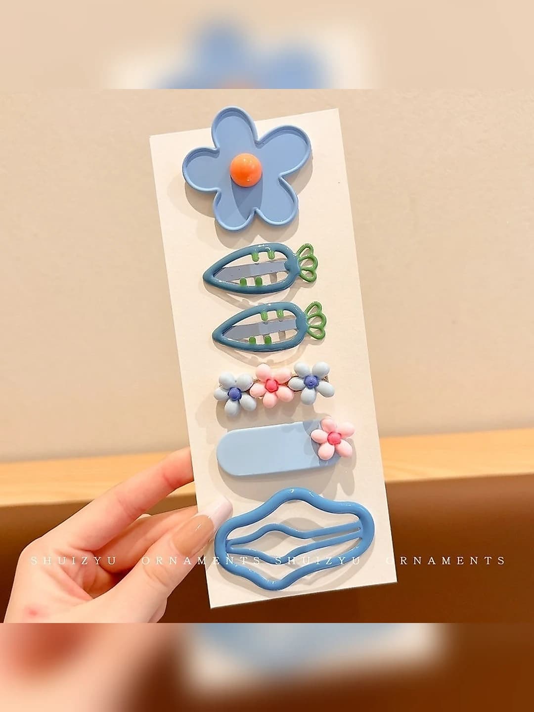 1# Blue flowers and clouds set, 6 pcs