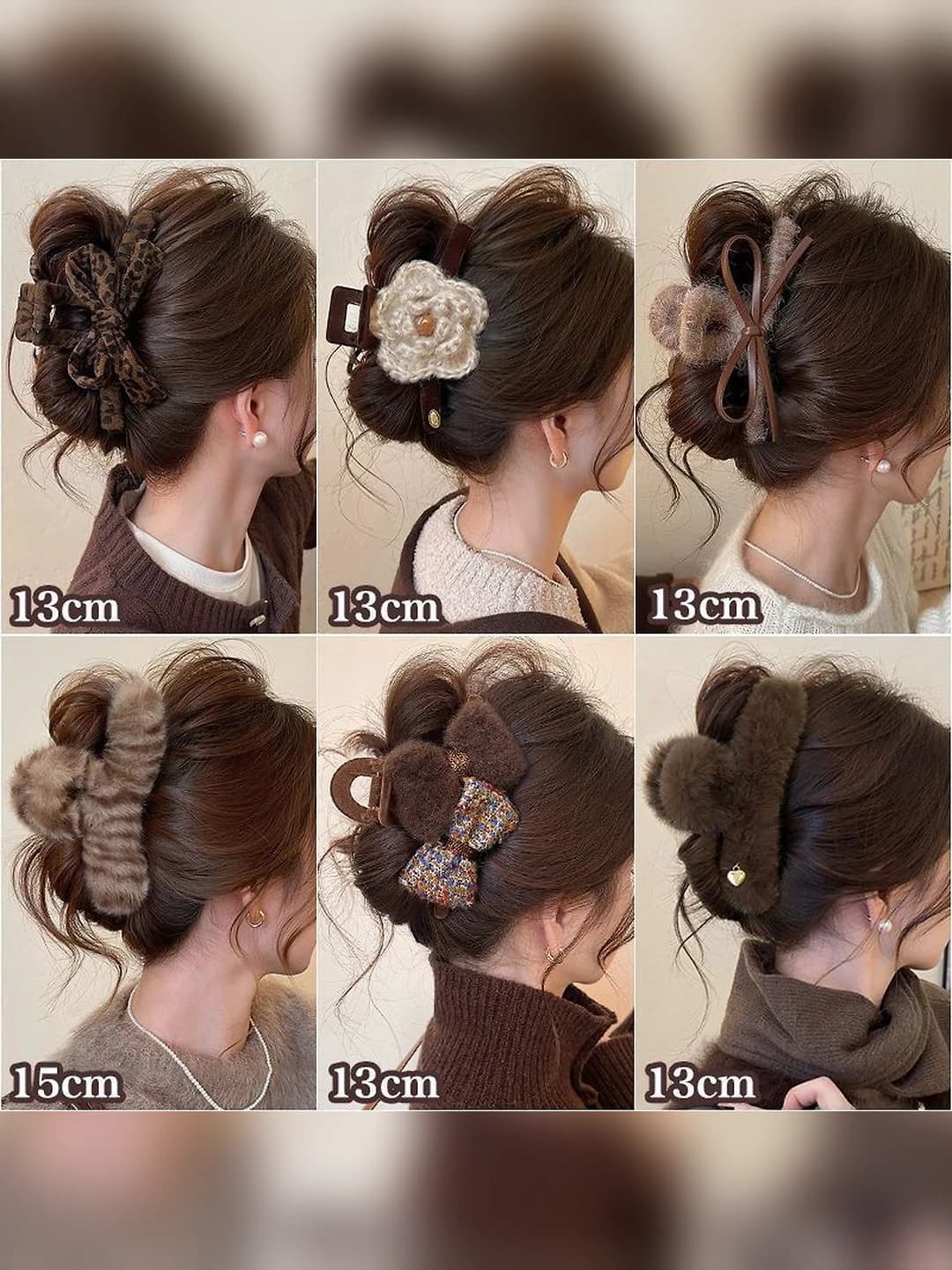 Women's autumn-winter retro 13 cm shark hair clip for thick hair with bow design