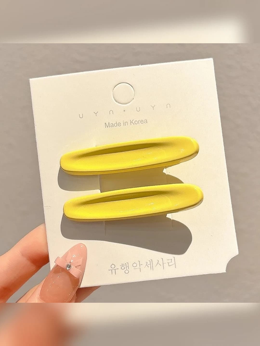 5# Rangli oval gulli soch to'g'asi Sariq rang Juft ~5.2cm