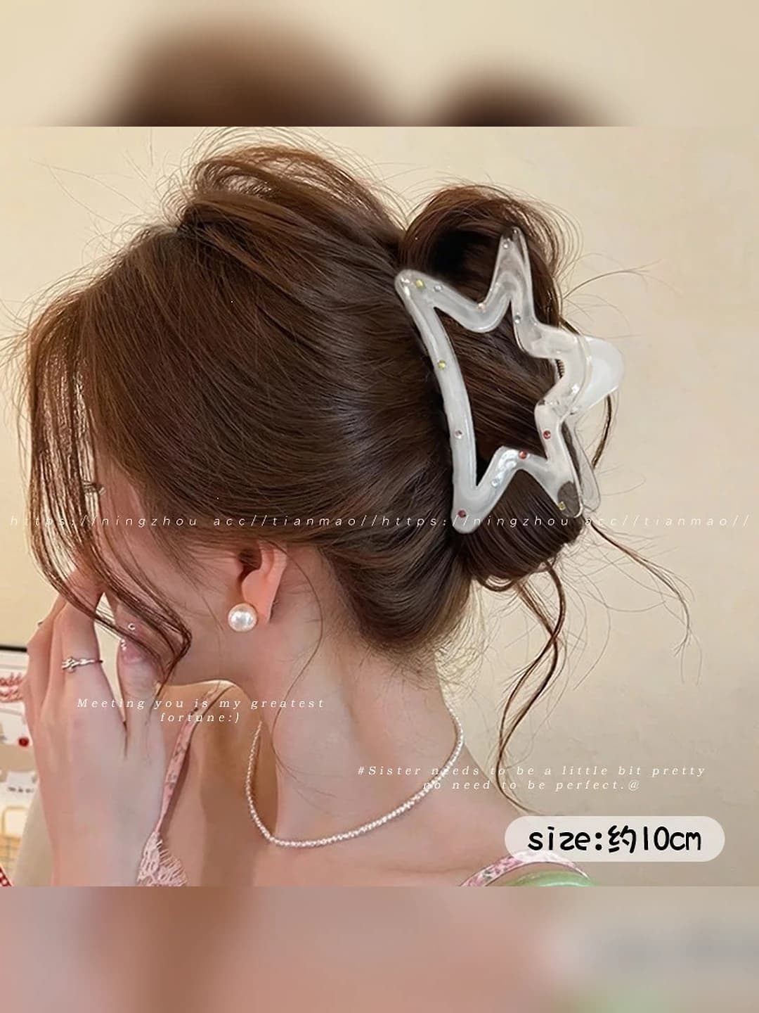 1# Star-shaped hair clip with diamonds 10cm