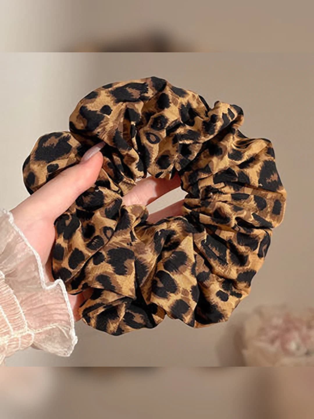 Large leopard hair tie approx 16 cm