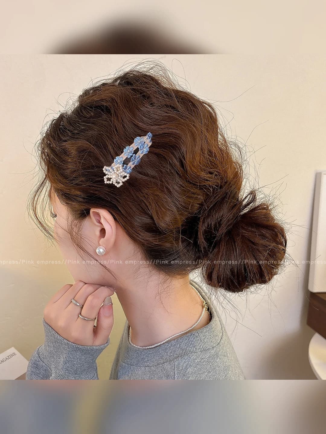 1# Blue floral, 7.5 cm