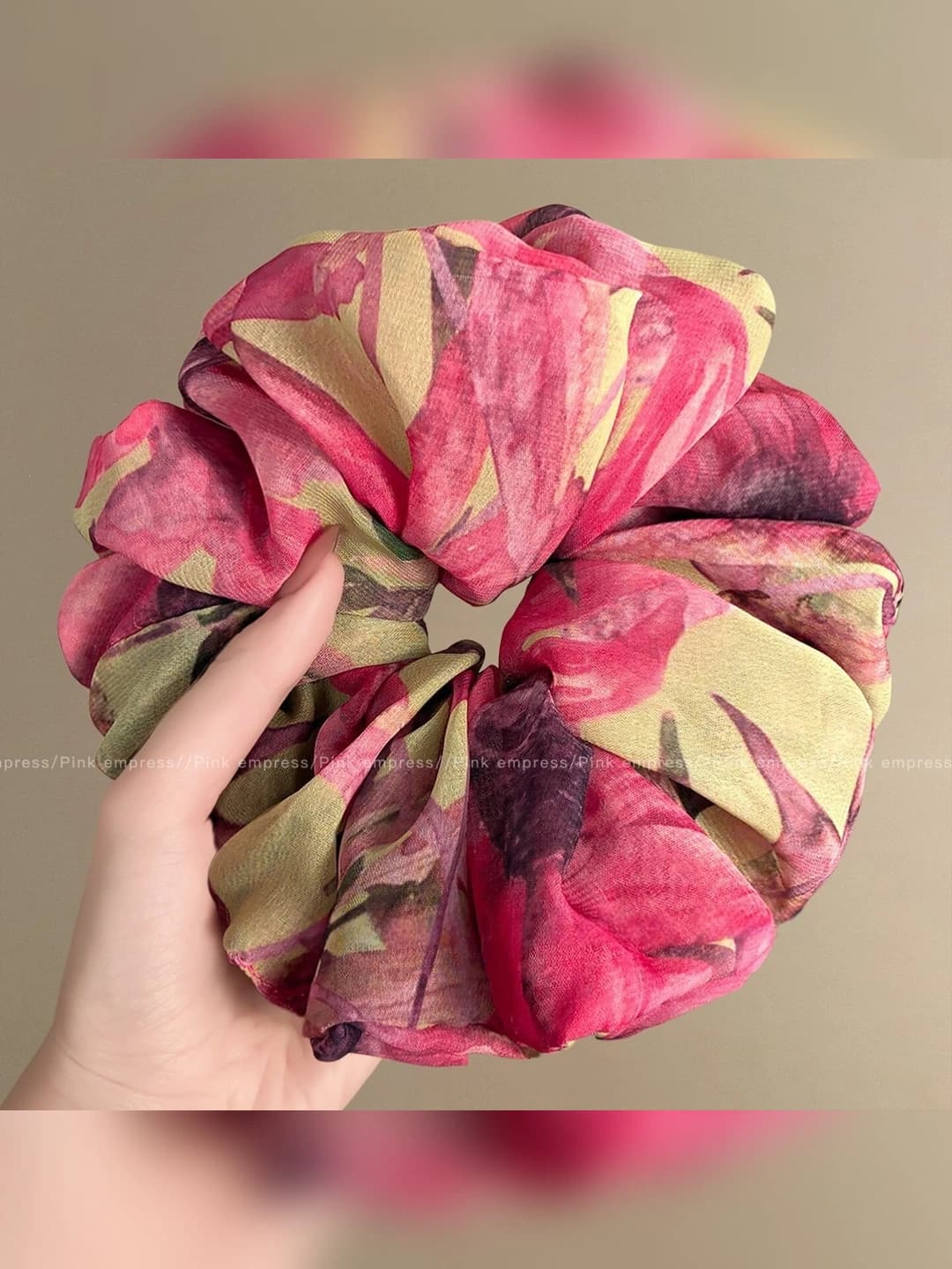 1# Rose pink chiffon scrunchie