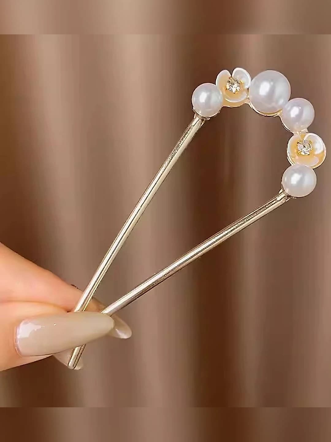 Pearl flower hair pin approx 10 cm