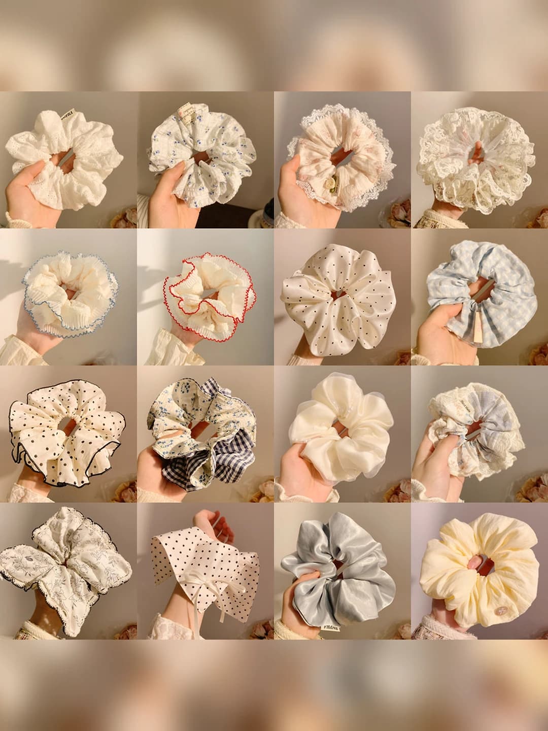 Women's lace hair scrunchies, Korean style, large size, soft and sweet style
