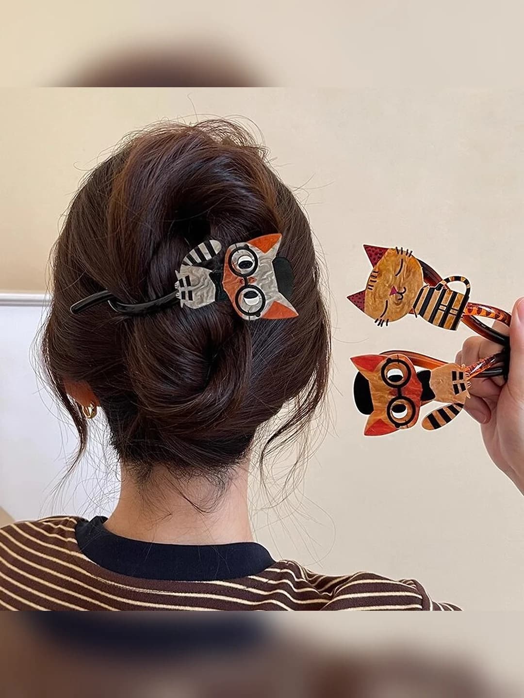 Women's cute and fun cat-shaped twist hair clip in ins style, back of head hair clip, 2026 new model, straight hair clip, headwear for hair updo
