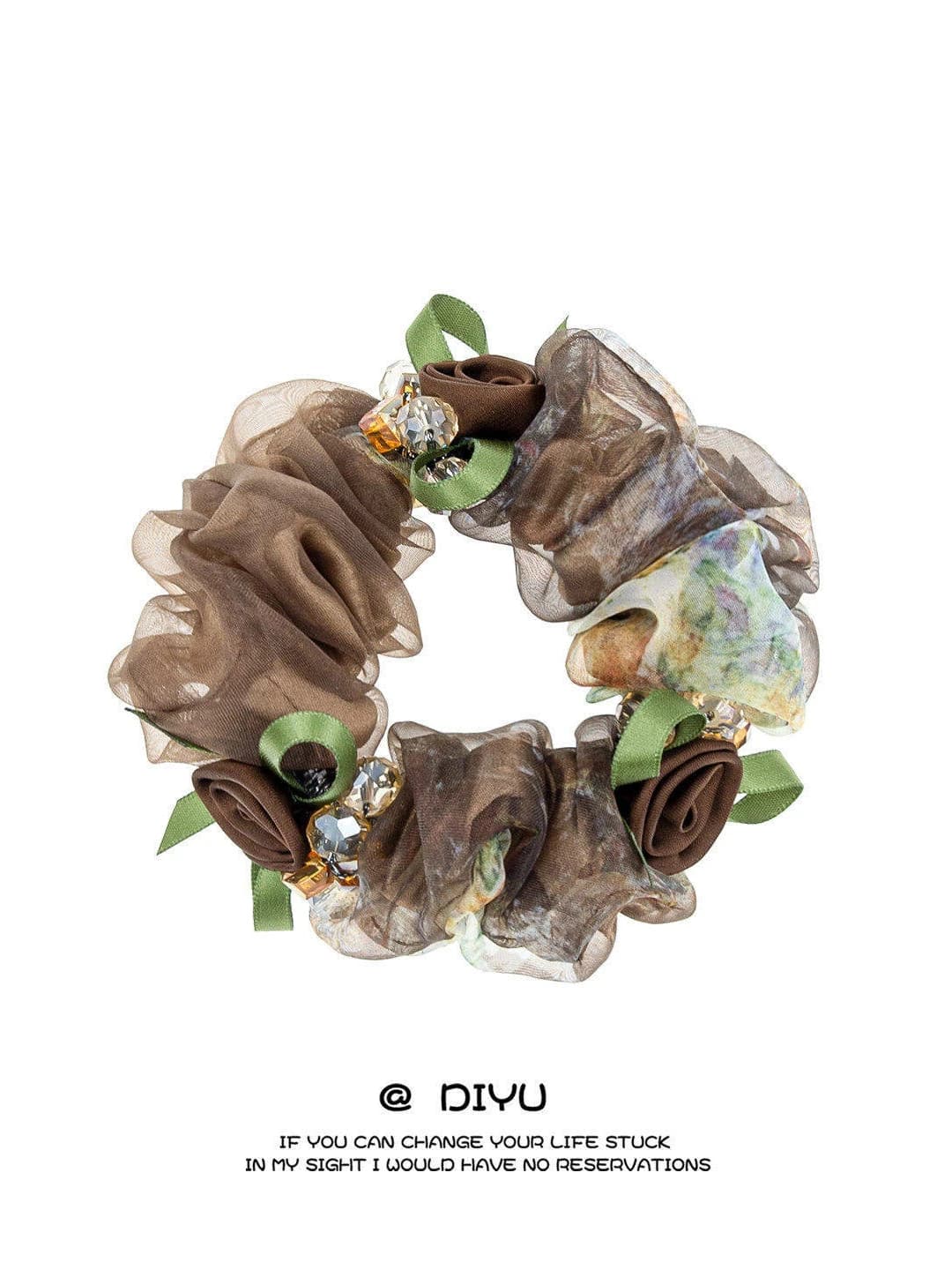 Coffee floral scrunchie