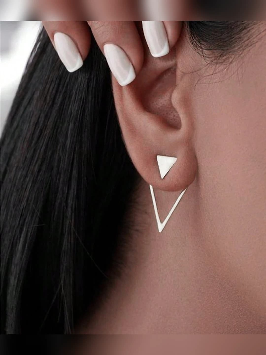 Треугольные геометрические серьги (Серебро)