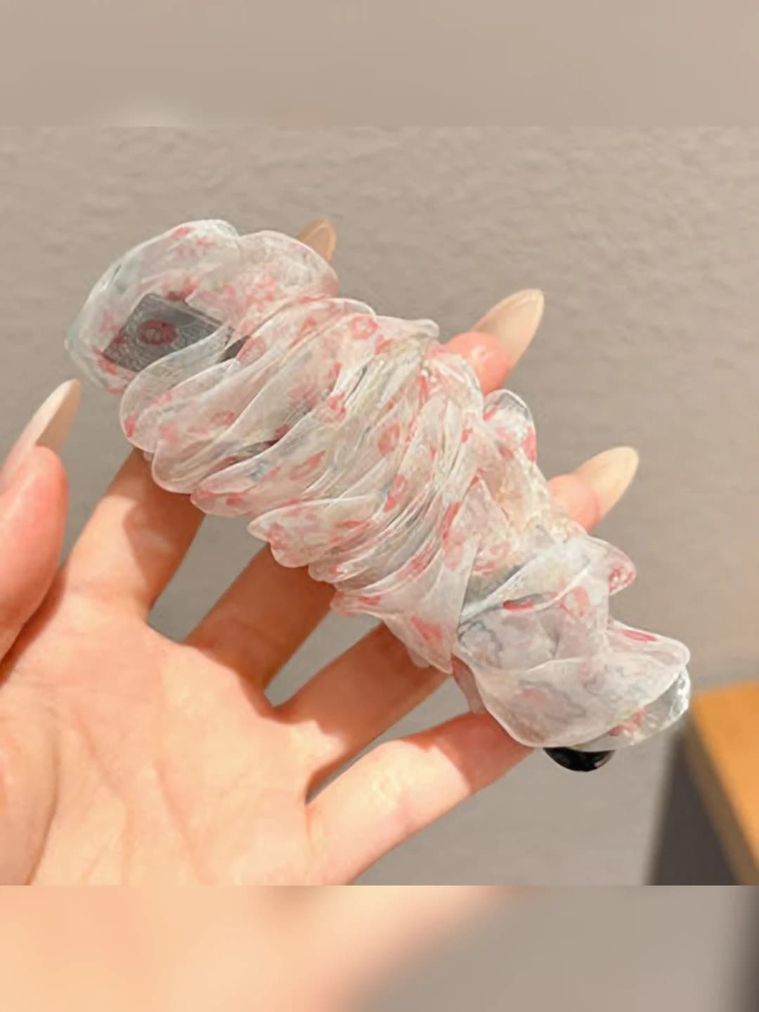 2# Розовый мелкий цветочный (нижний зажим 10 см)
