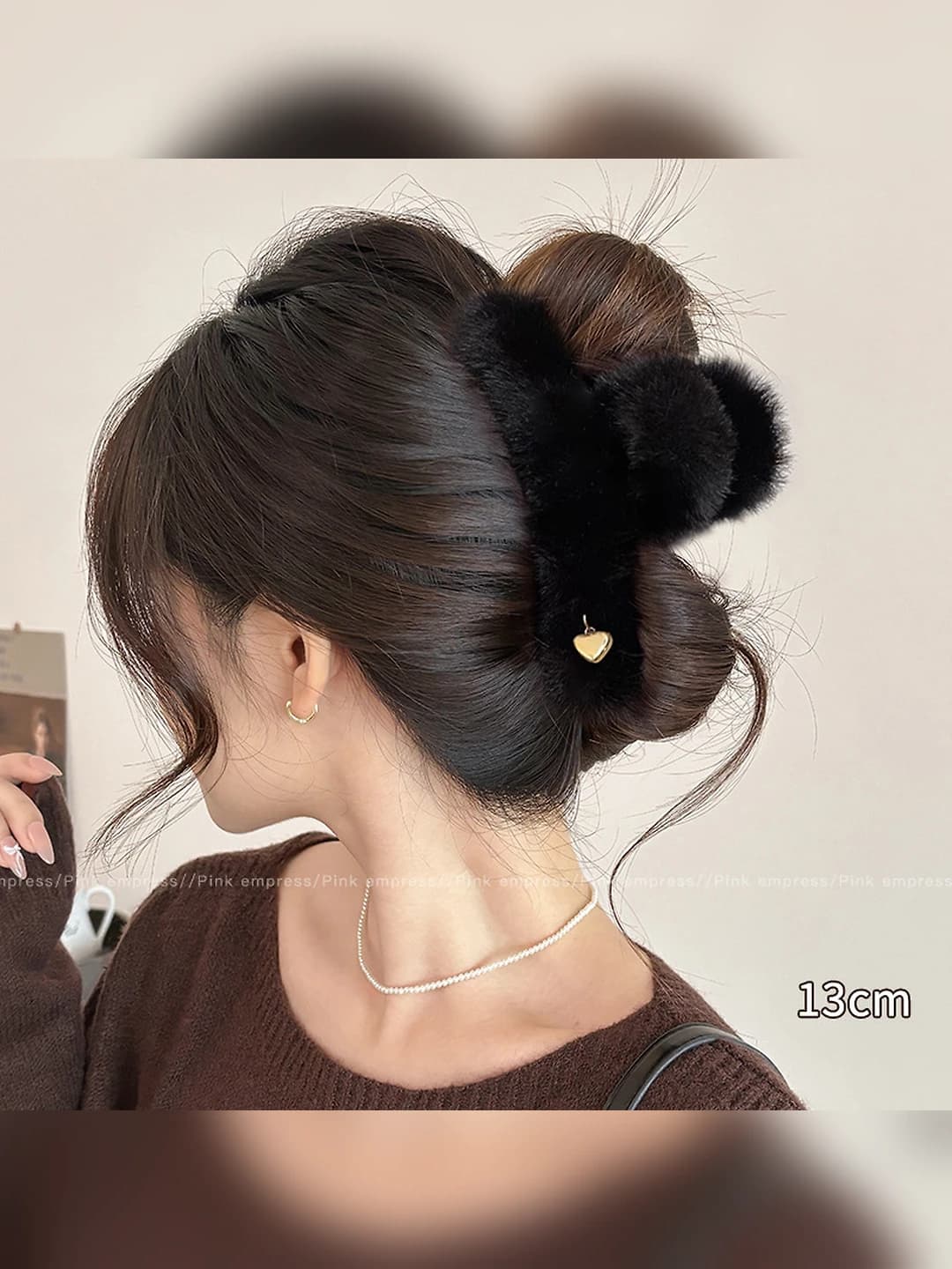 1# Black plush clip 13 cm