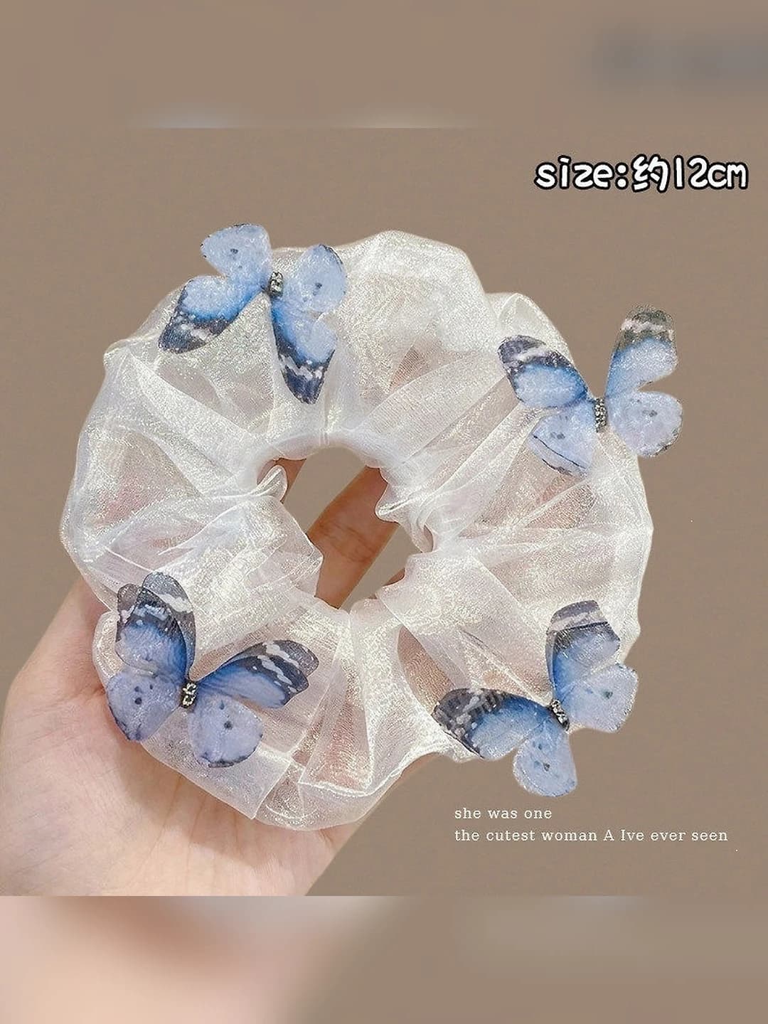 White, butterfly, tulle, hair tie, ~12 cm