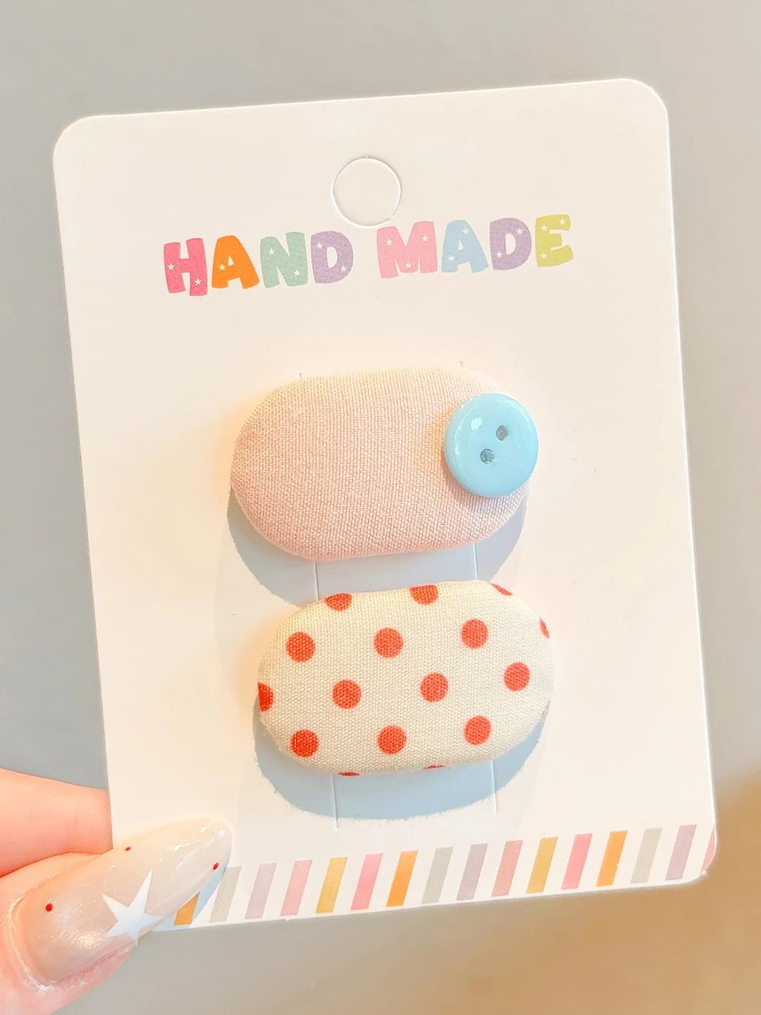 5# Pink + Orange polka dot, 3.5 cm