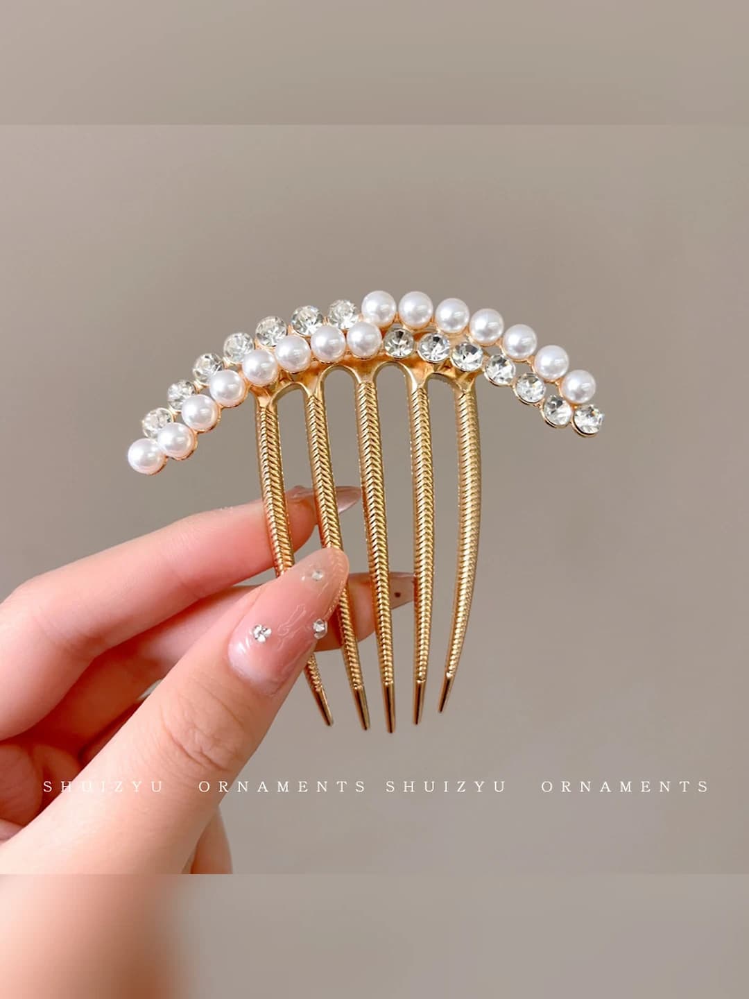 3# Pearl rhinestone half row