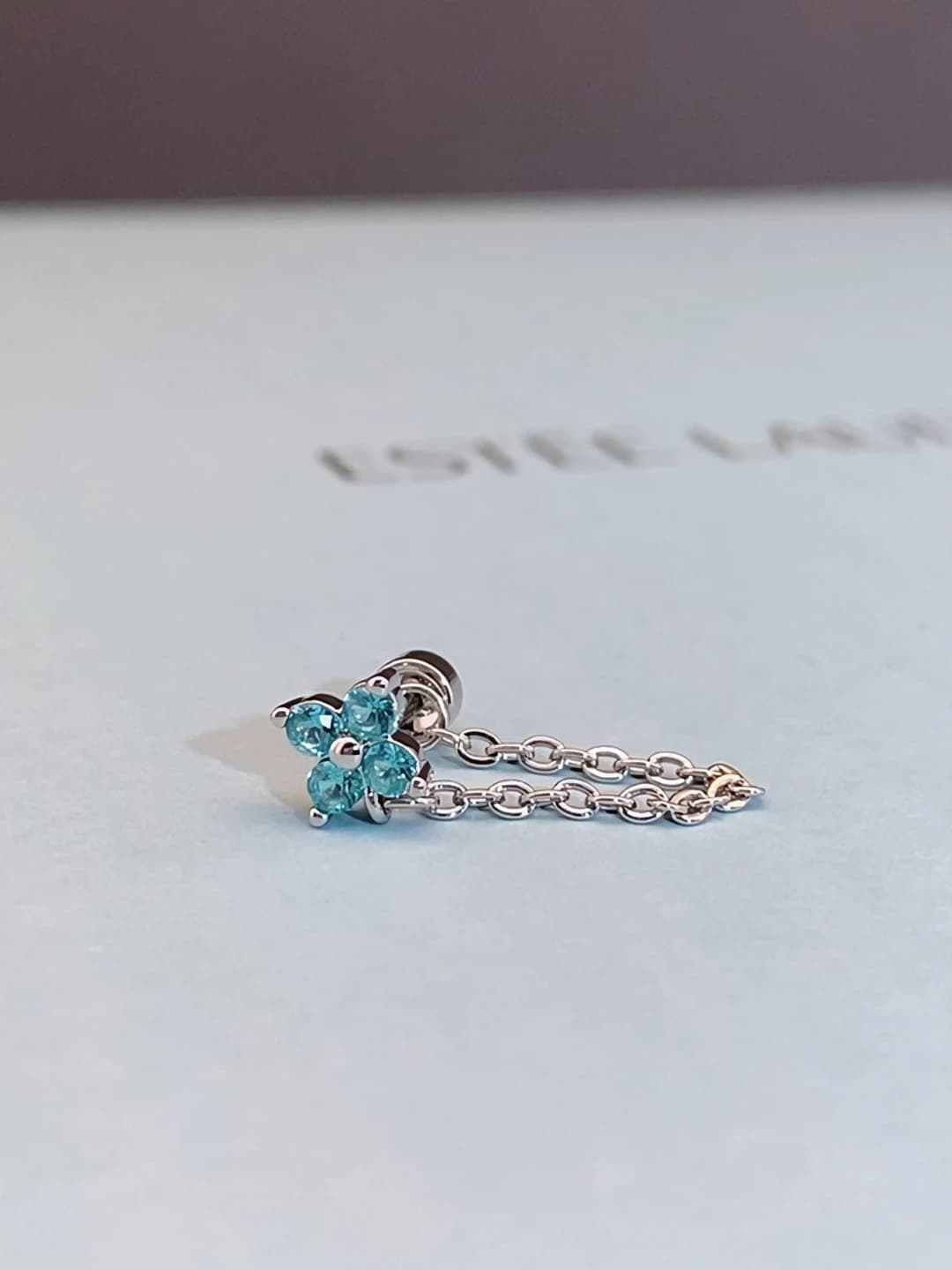 Silver teal clover, 1 pc