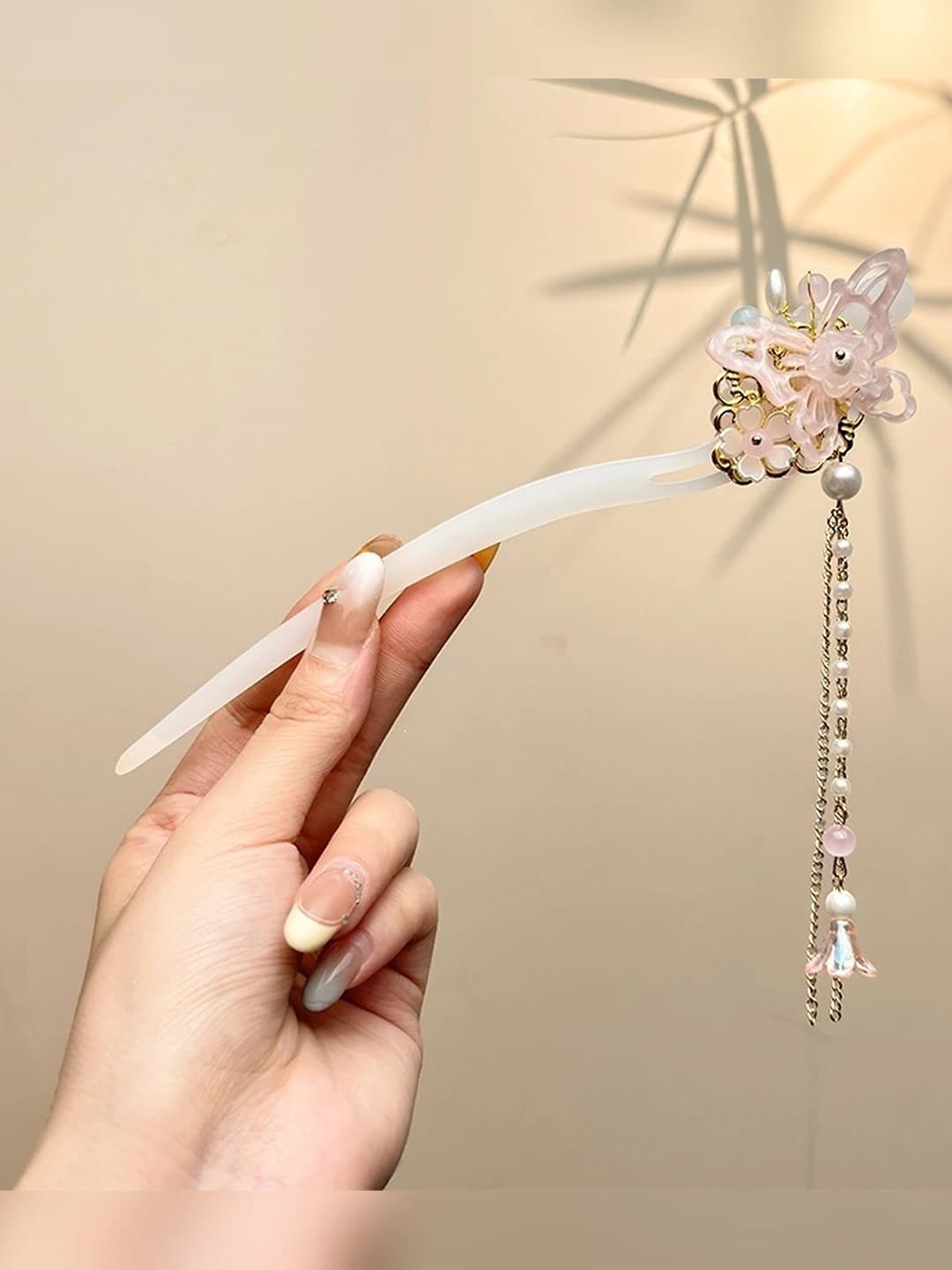25# Pink butterfly white jade