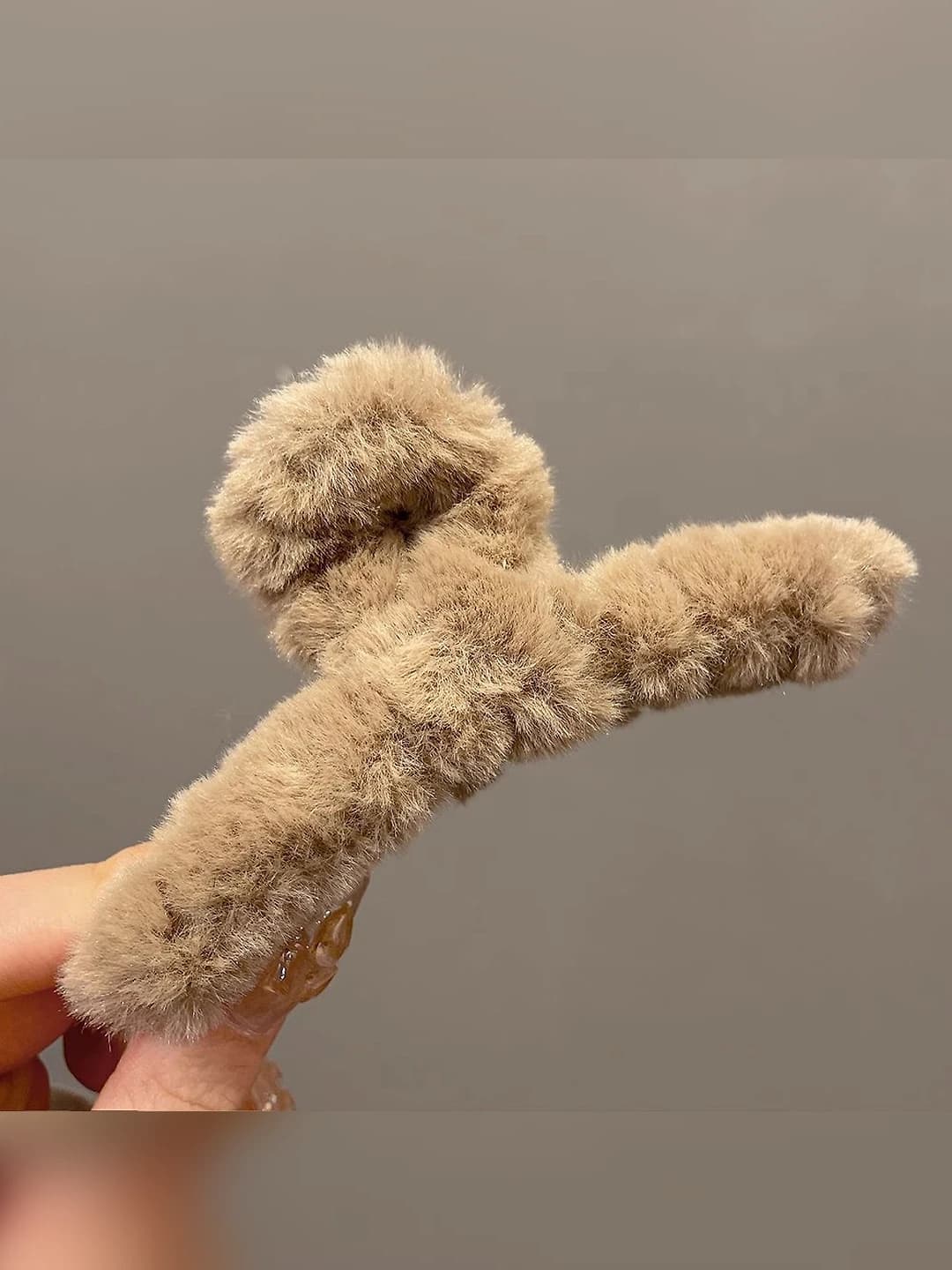 2# Khaki fur claw clip 15 cm