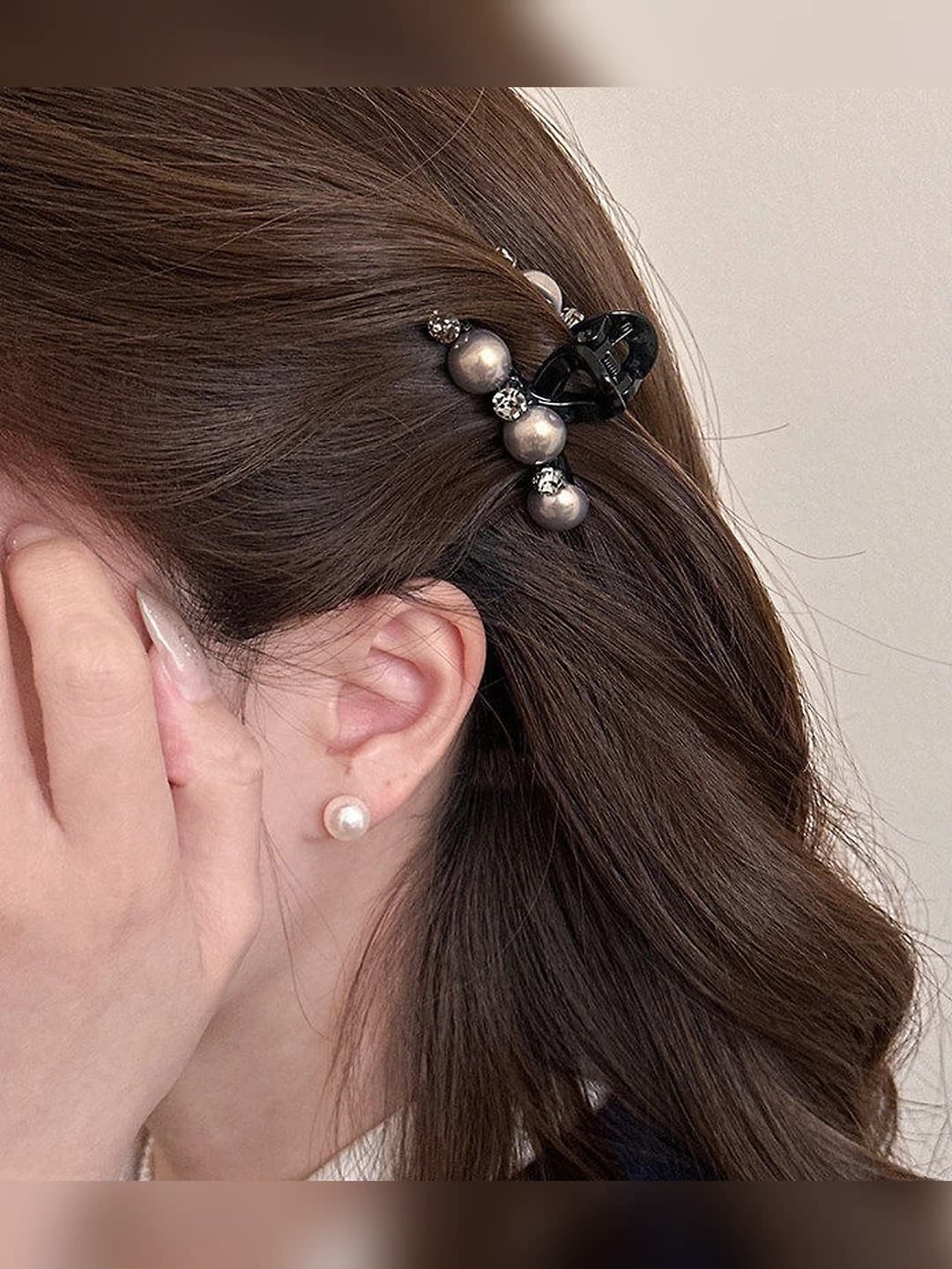 3# кристалл жемчуг мини зажим, 4.3 см