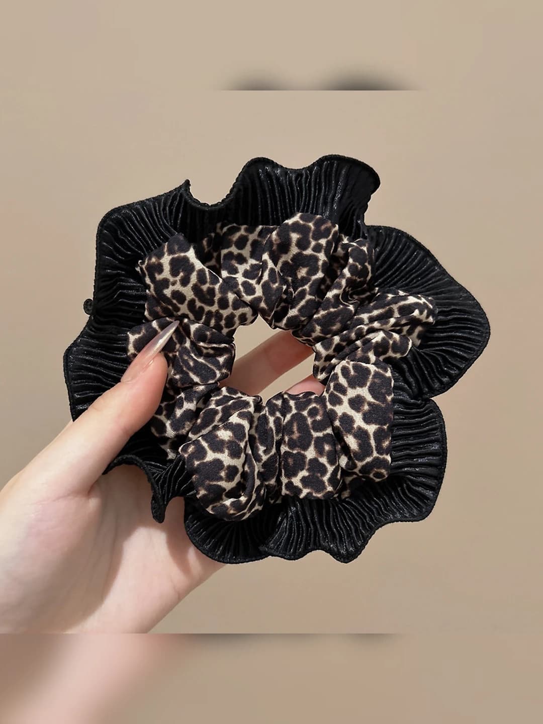 Simple ruffled leopard scrunchie