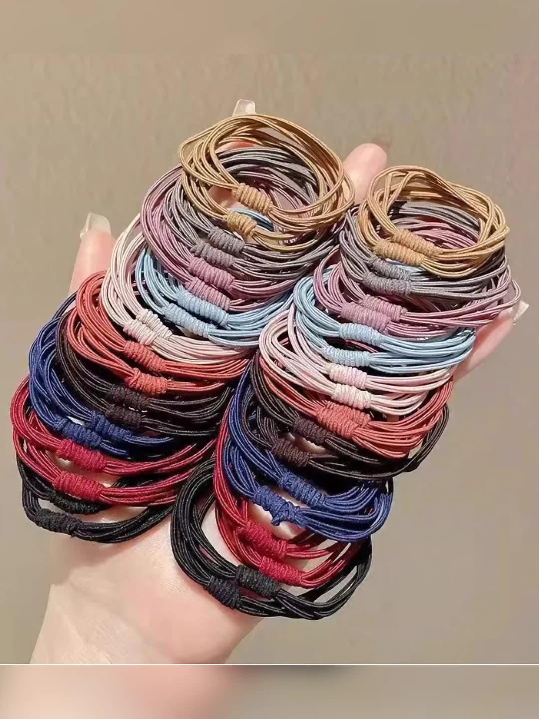 Women's hair ties: Korean style, stretch, black, telephone wire shape, polka dot pattern, high elasticity