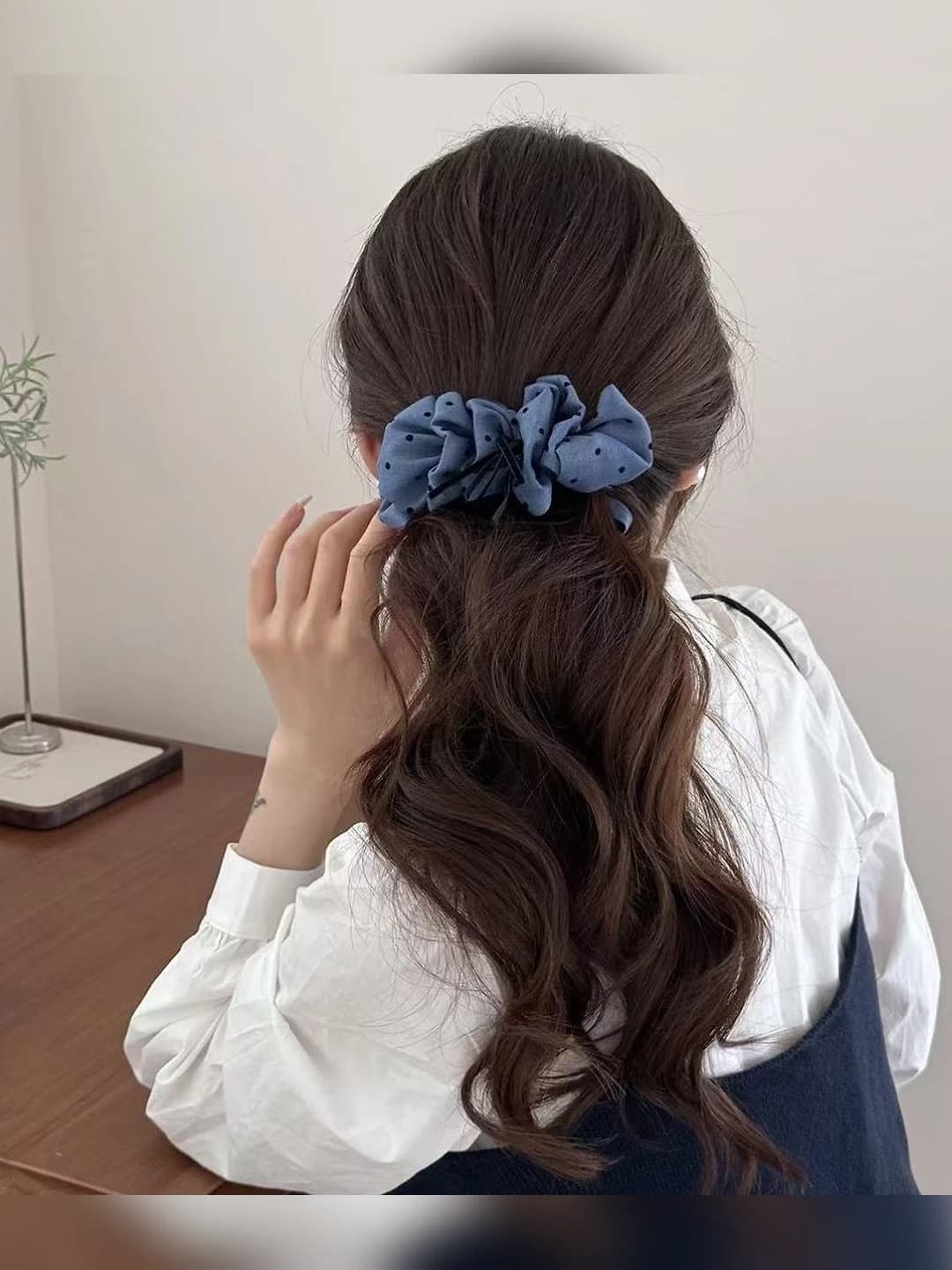 2# Синий горошек банановый зажим [длина ~10cm]