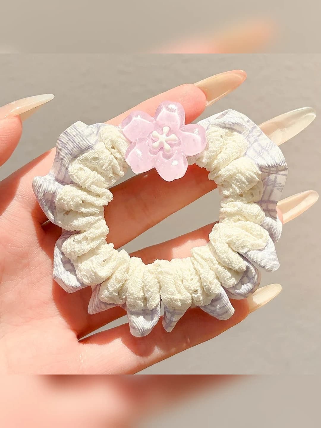 5# Floral hair tie - purple