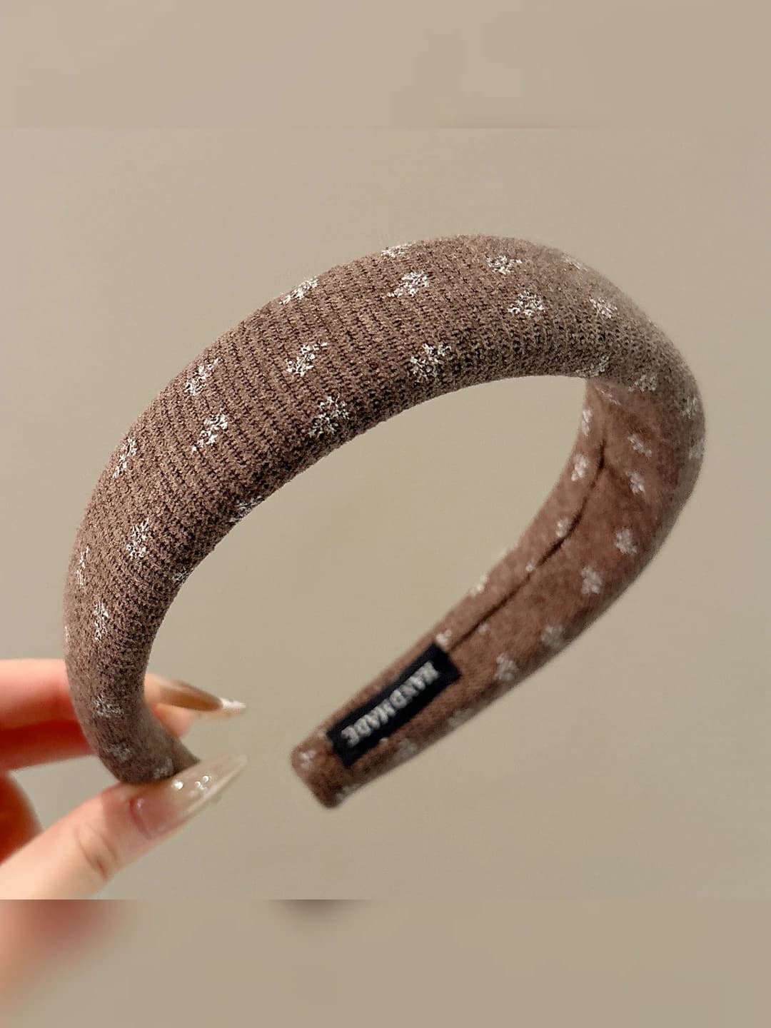 Coffee - floral retro headband, width 3 cm