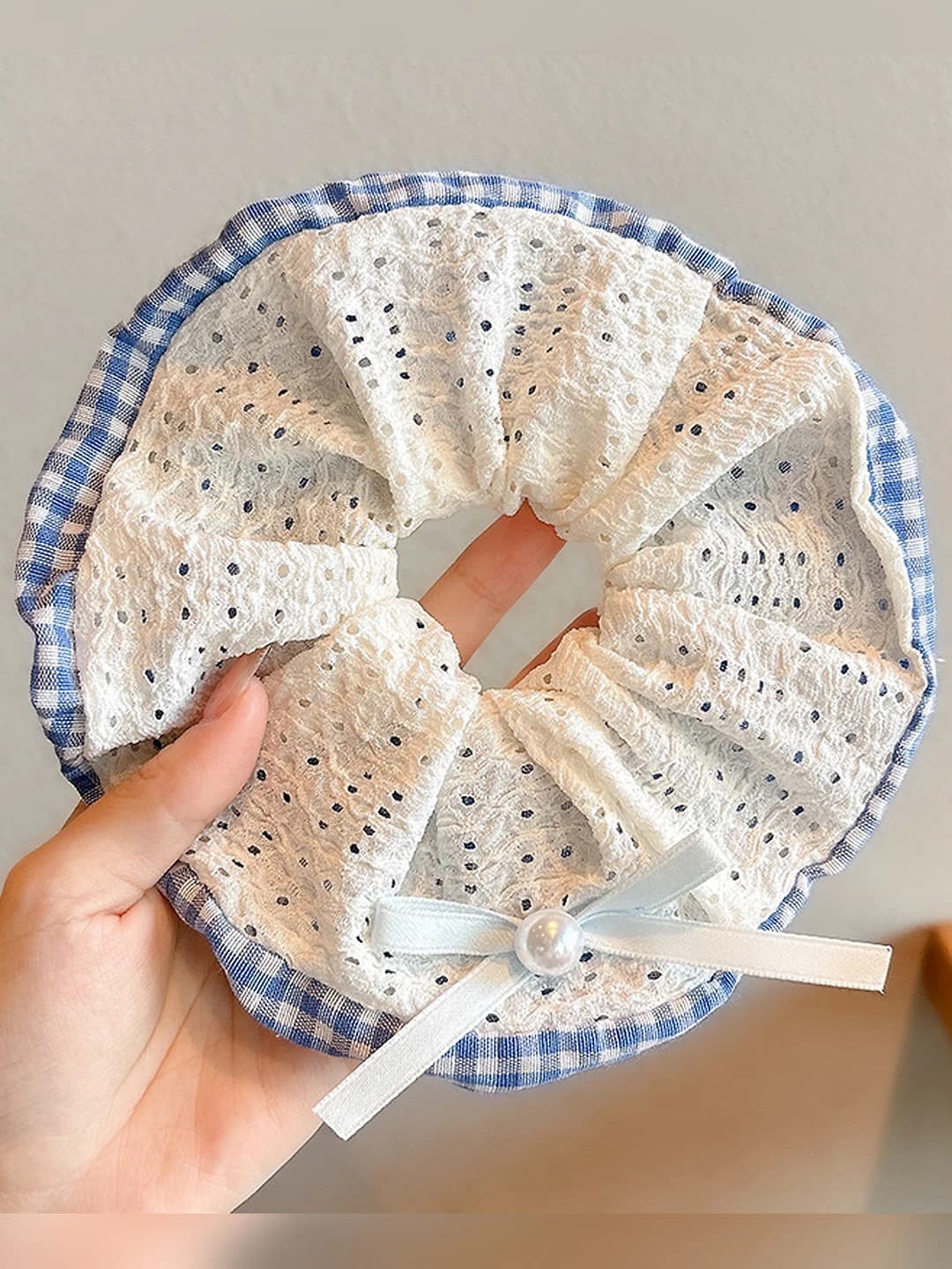Blue plaid lace, double-sided, 16 cm