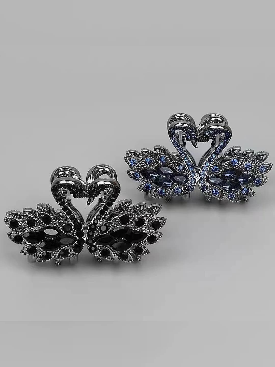 Women's hair clips and combs: small black swan design claw clip, Korean style for half-up hair