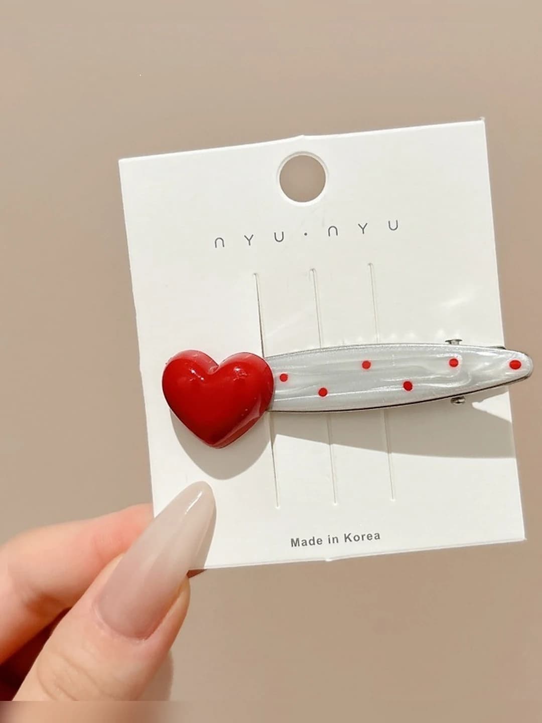 2# Красное сердце в горошек - 6.5 см