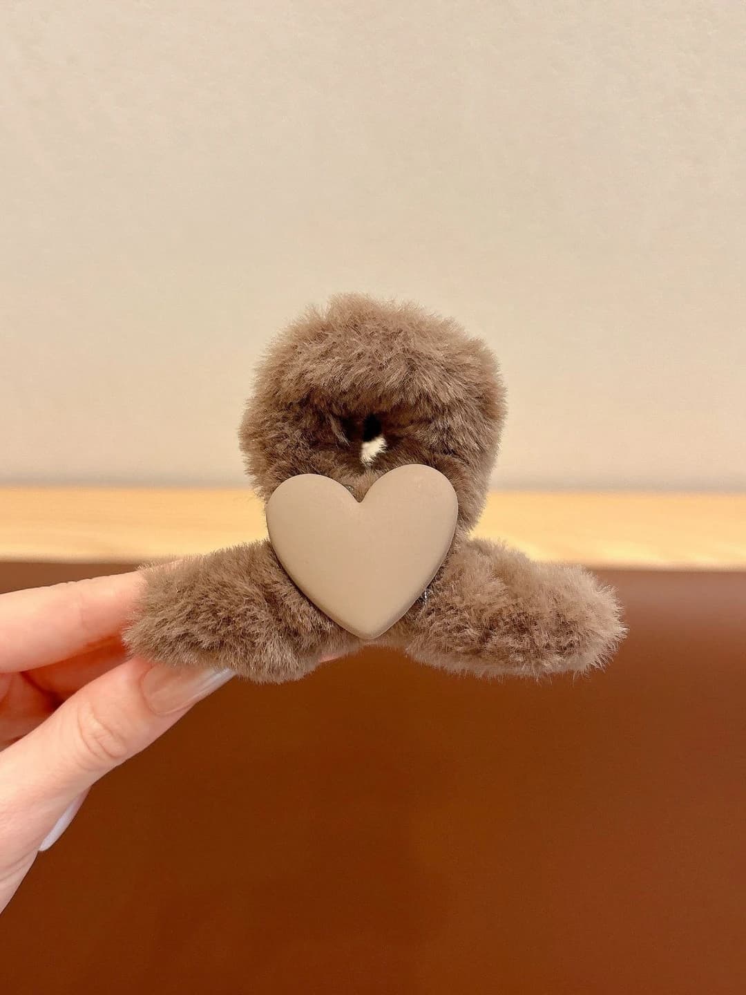 60# Coffee, plush heart, 8.5 cm
