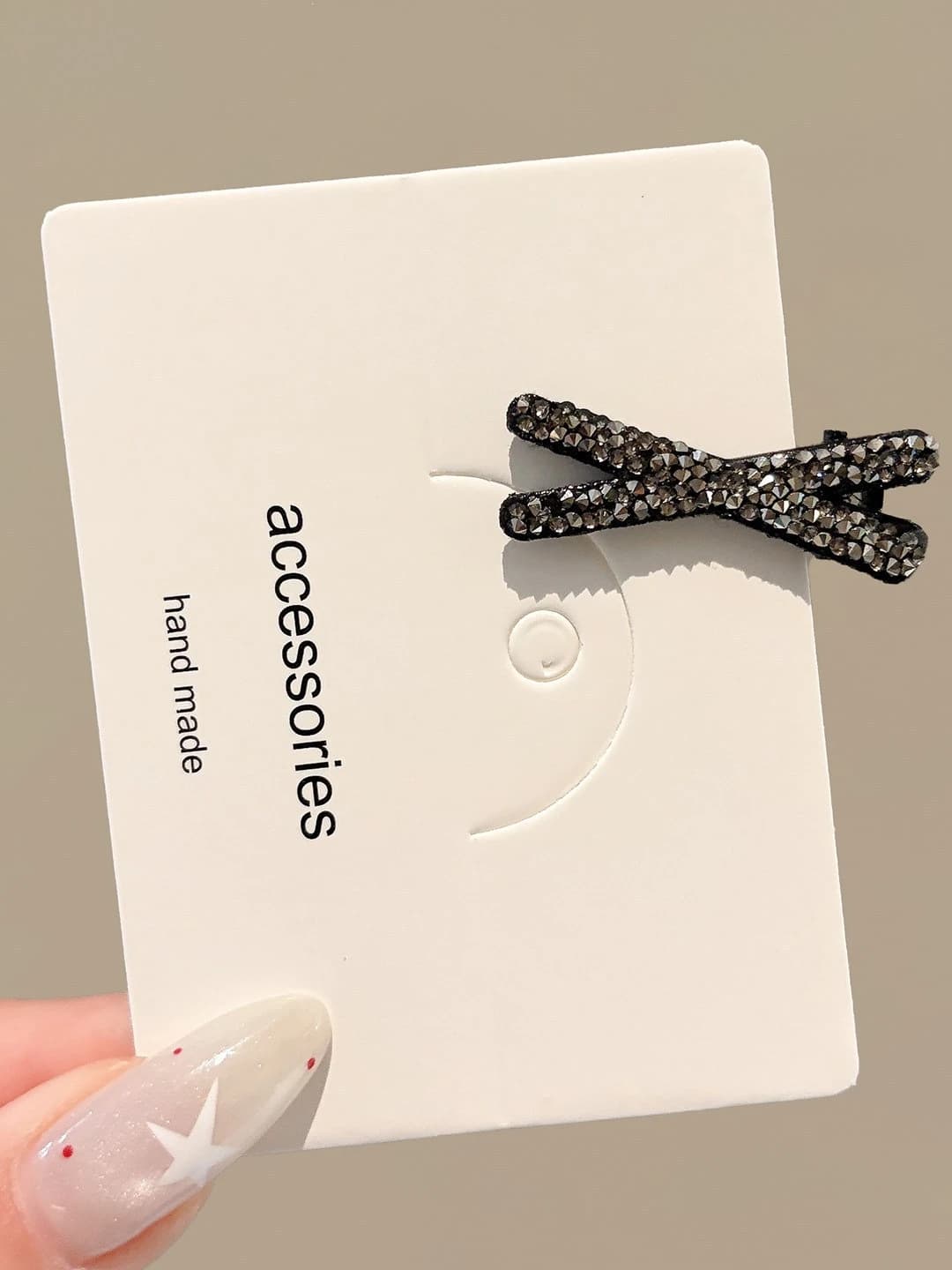 Silver hair clip - alloy + rhinestone