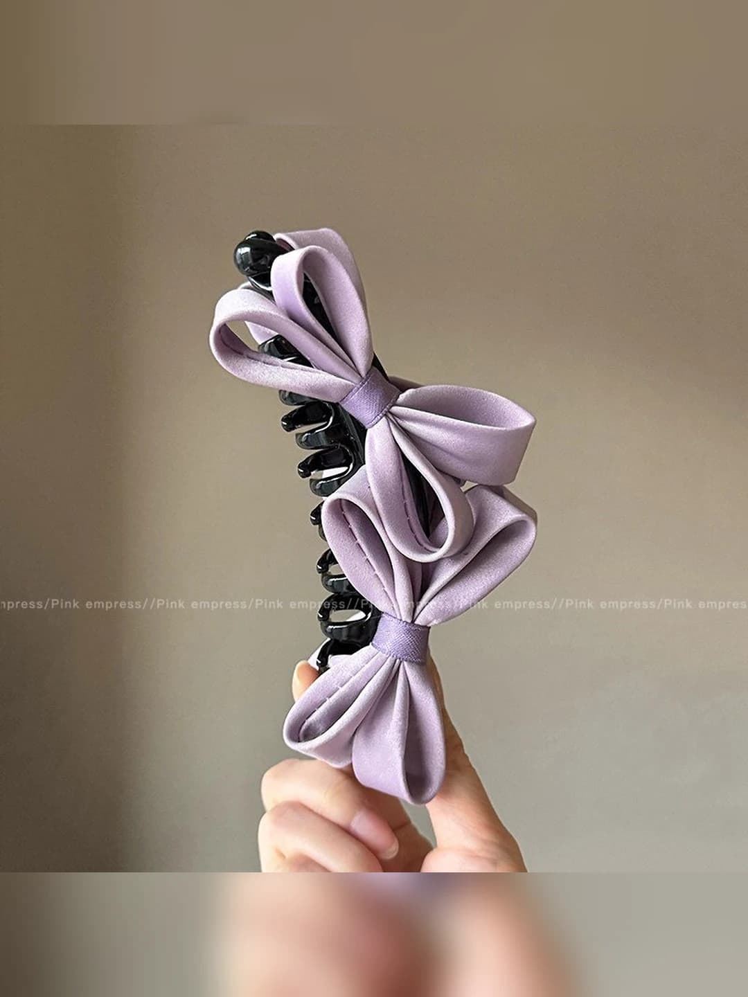 3# [Purple] Satin bow banana clip ~13cm