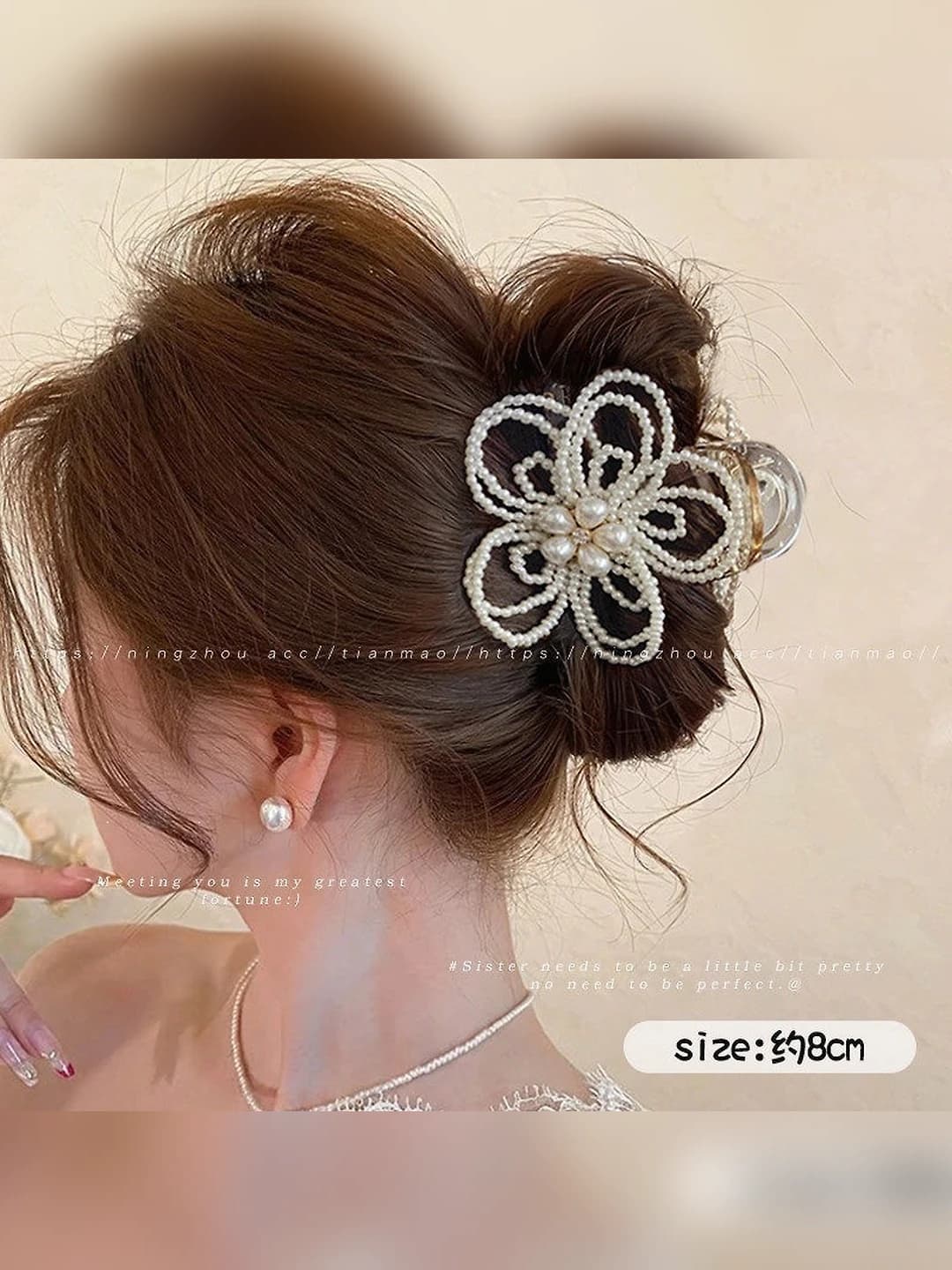 1# Pearl flower clip 8 cm