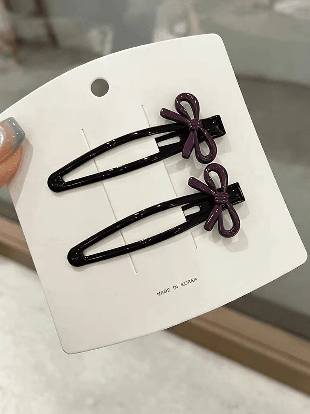 1# Sweet bow BB clip [2 purple] ~6 cm