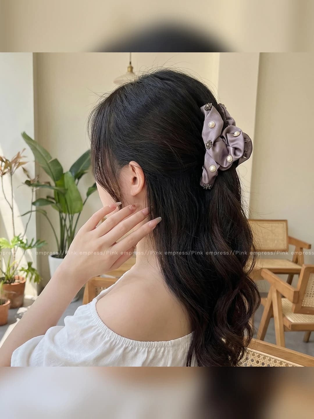 2# Ruffled cloud claw clip, 13 cm