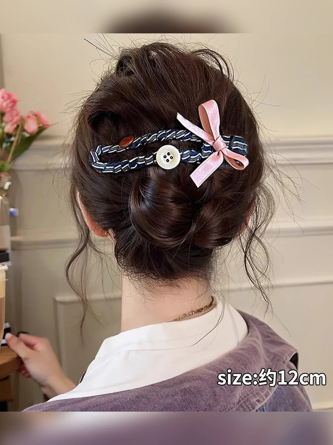 9# Розовый зажим с пуговицей