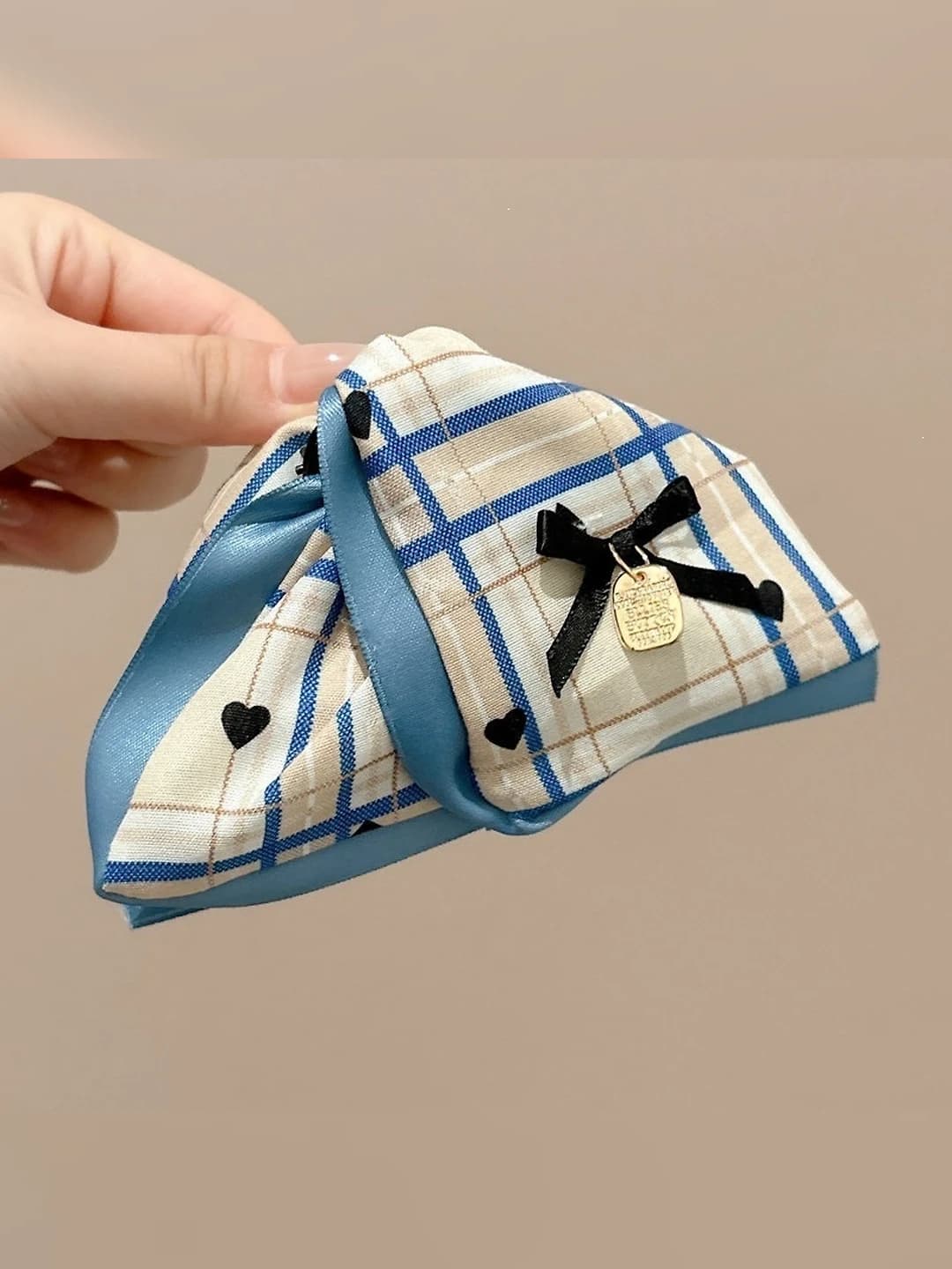 4# Хаки-синий клетчатый треугольный зажим ~13cm