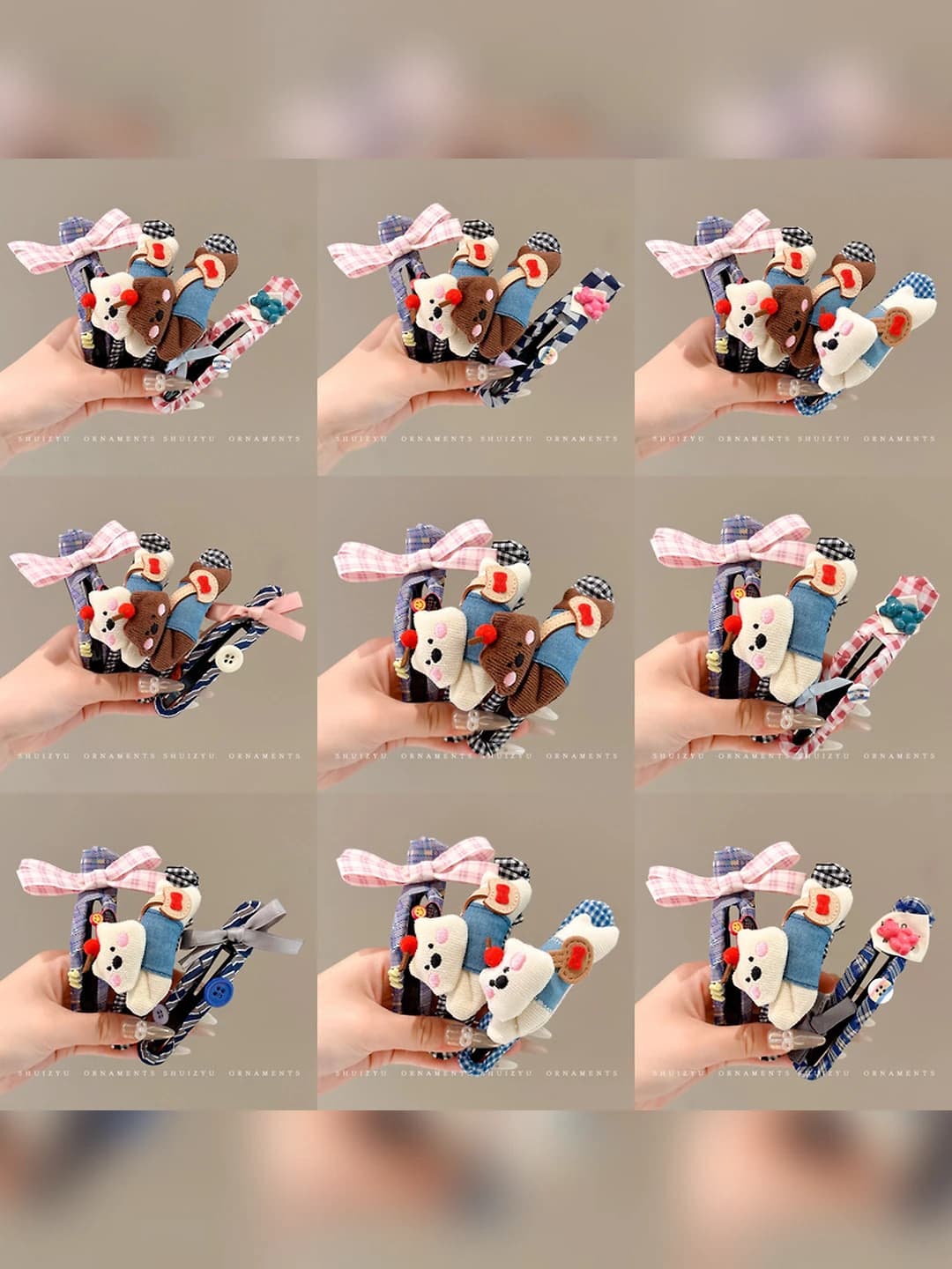 Large fabric bear hair clip for women, style: fresh and sweet, design element: bow