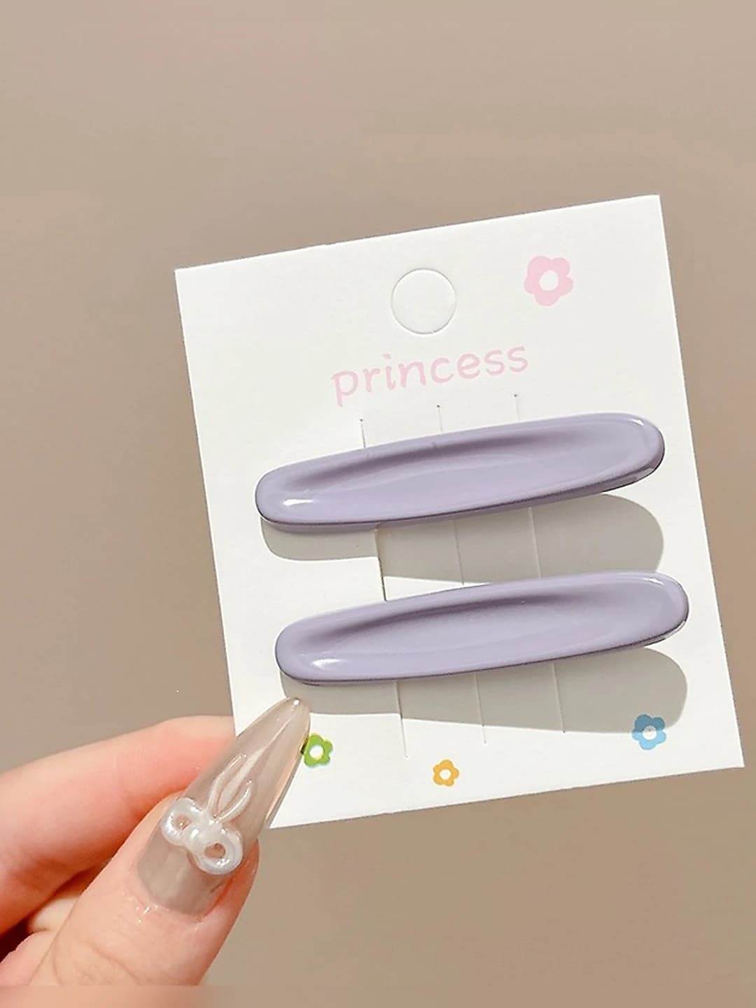 3# Rangli oval gulli soch to'g'asi Binafsha rang Juft ~5.2cm