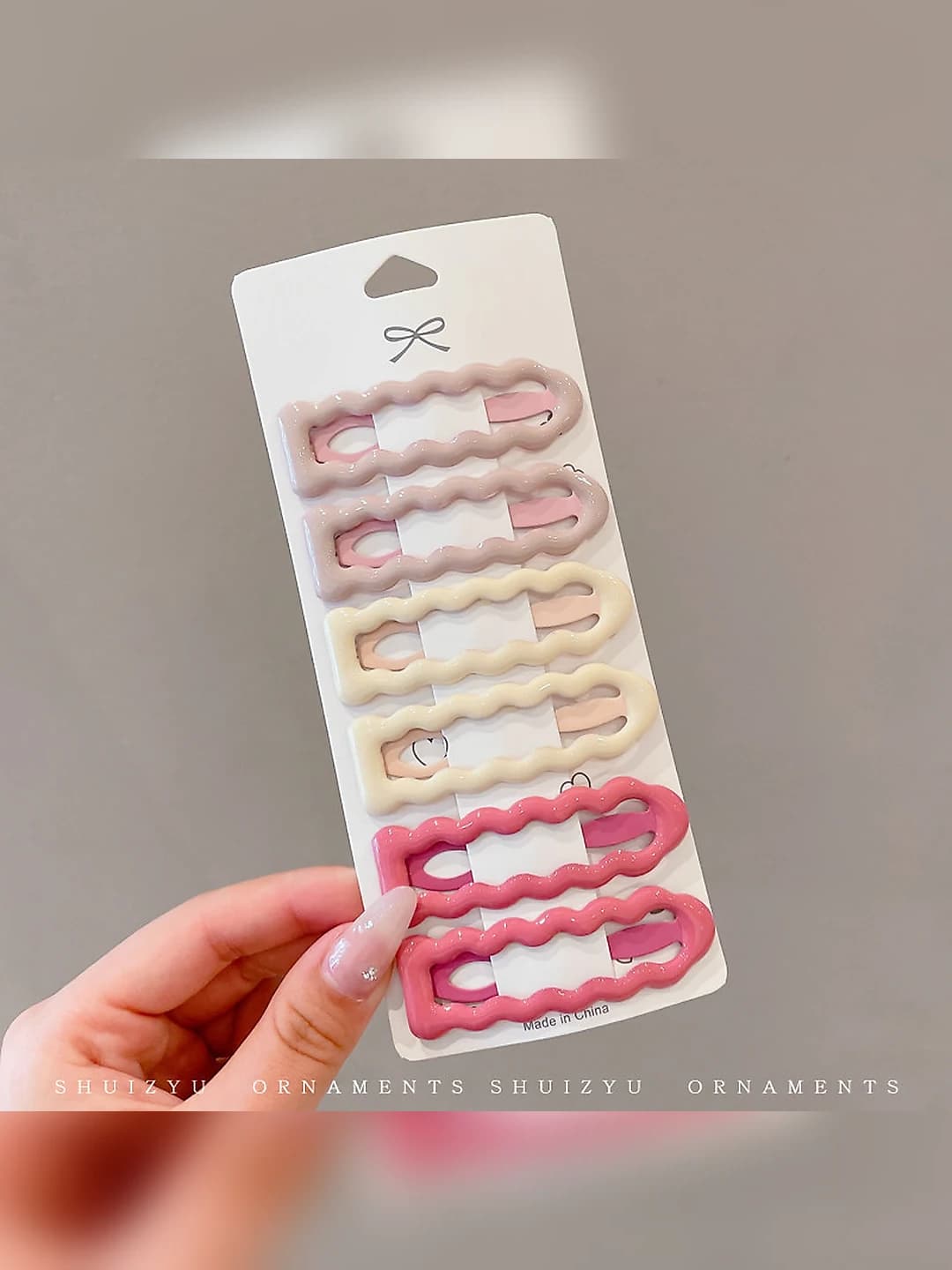4#Розово-жёлтые овальные волны 6 шт (6.8 cm)