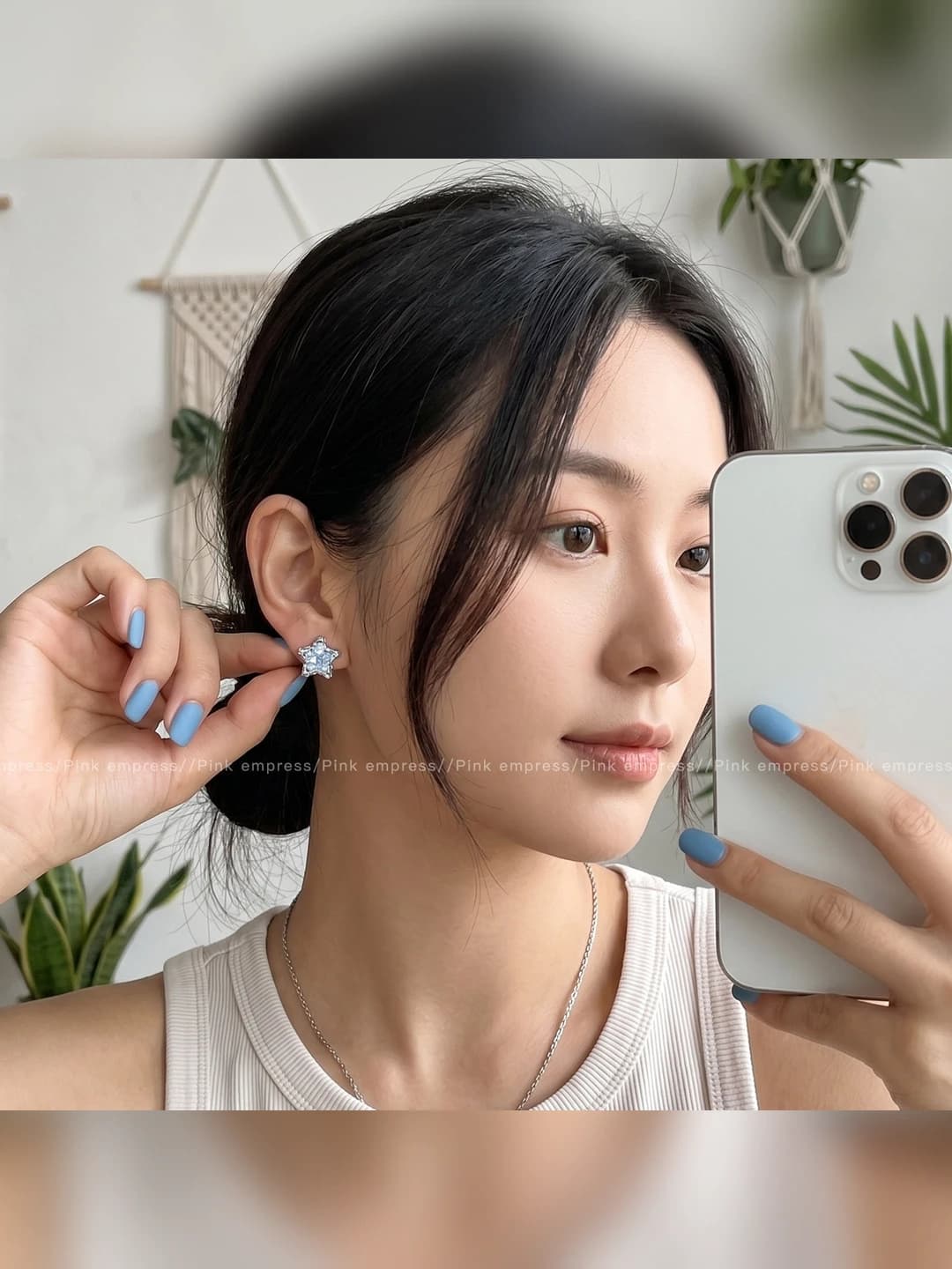 1# Blue crystal star stud