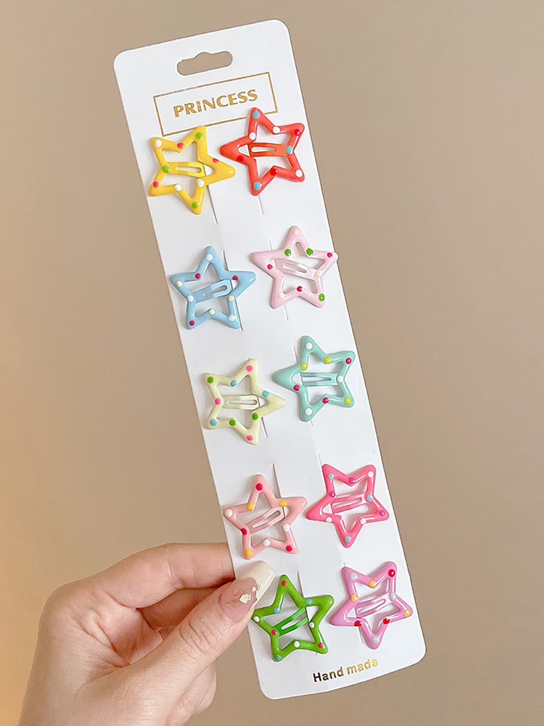 Navy, polka dot & star clips, 10 pcs