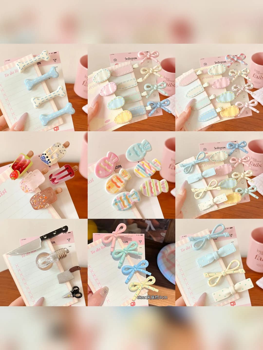 Women's summer hair clips: fresh style, handmade, with bow and straight design