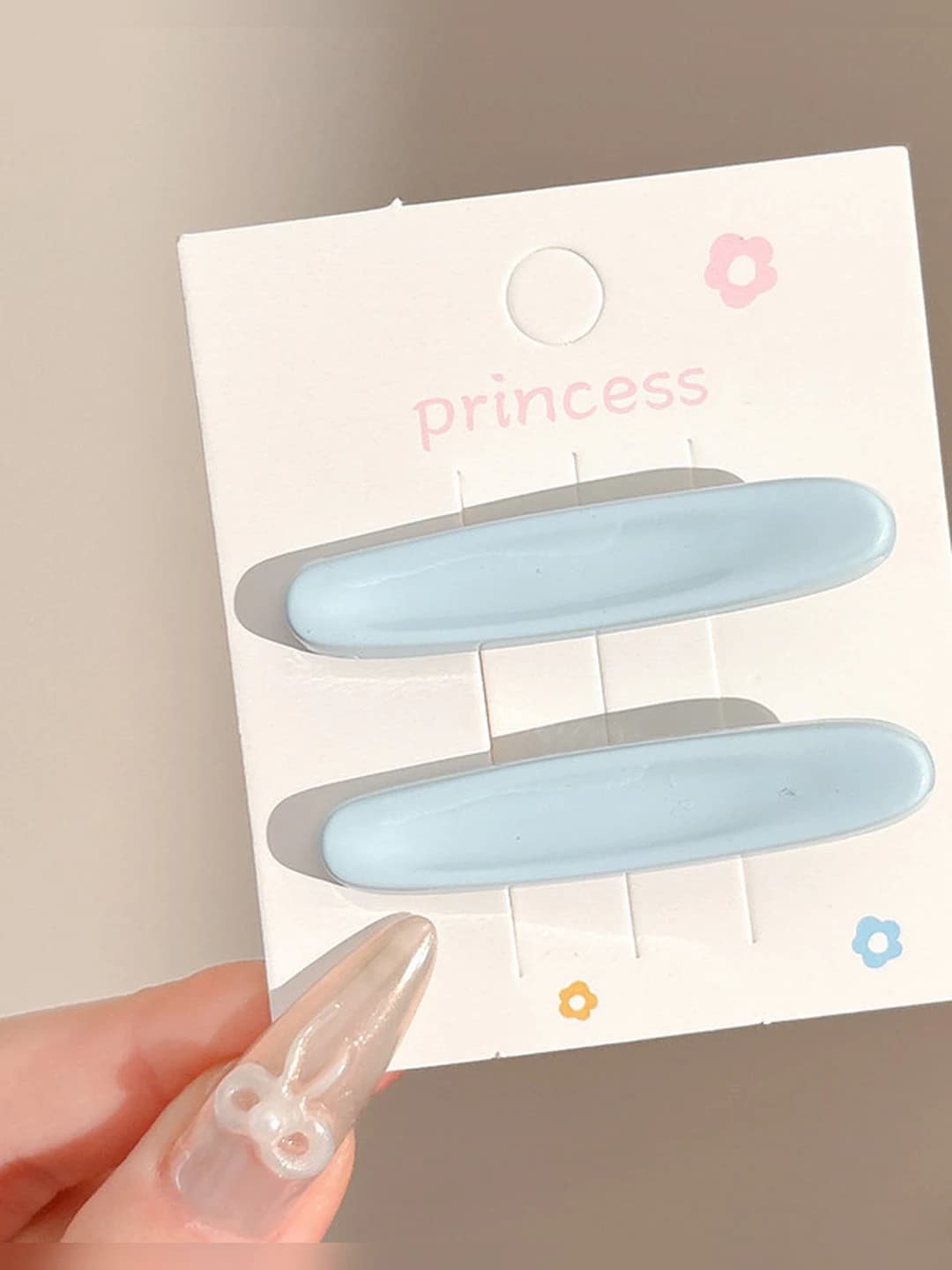1# Rangli oval gulli soch to'g'asi Ko'k rang Juft ~5.2cm