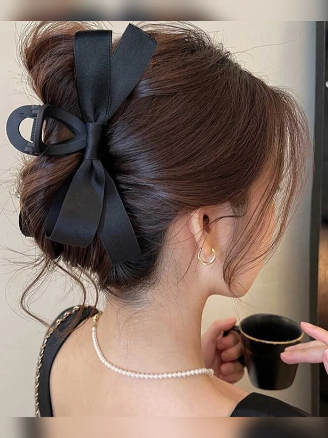 2# Black matte bow clip 13 cm