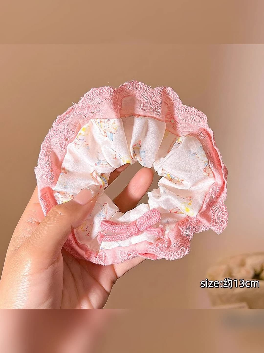 1# Bow scrunchie, pink, 10 cm