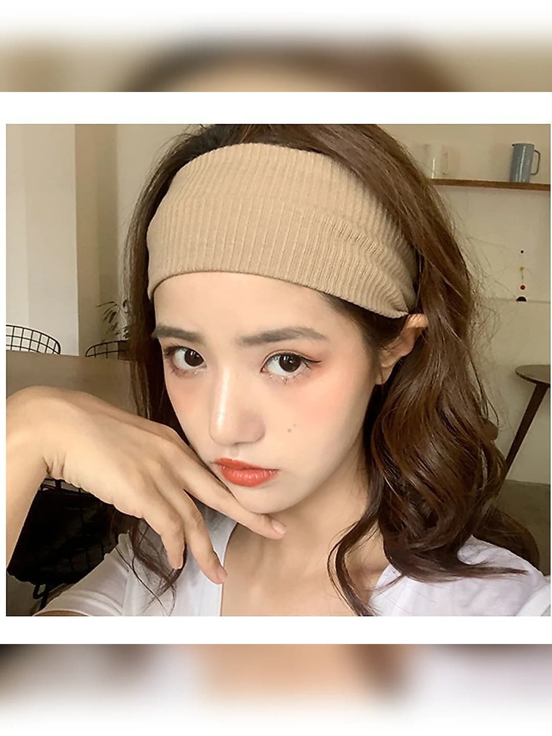 Women's stretch knitted wide-brim headband, retro style, plaid pattern, sports moisture-wicking headwear